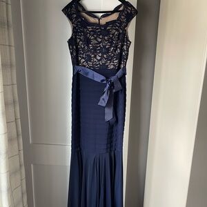 R&M Richards Navy Lace Maxi Dress